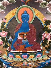 Thangka de Buddha de la medicina Mediana (Sangye Menla)